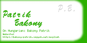 patrik bakony business card